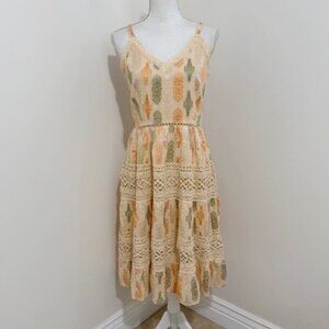Me 2 Magic Anthropologie Orange & Green Floral Sleeveless Sundress Size XL